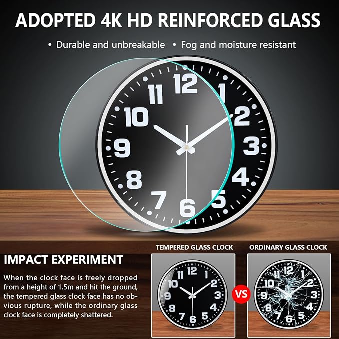 Wall Clock, 8inch Modern Silent Non-Ticking Wall Clocks Battery Operated - Image 5