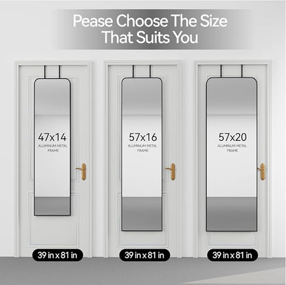SCWF-GZ 57x20 Door Hanging Full Length Mirror, Floor or Wall Mounted Metal - Image 8