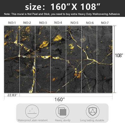 -Black and Gold Marbled Fabric Wallpaper Dark Abstraction Art Living Room - Image 4