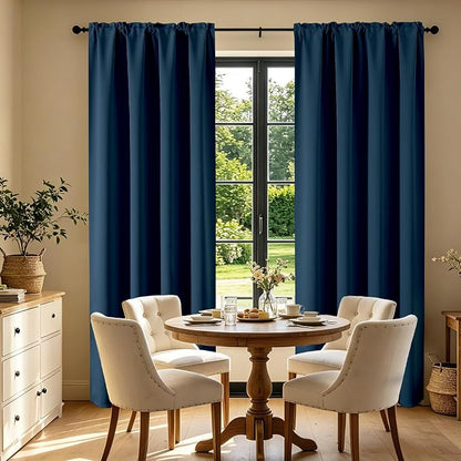 CUCRAF Navy Blue Blackout Curtains 96 inch Length 2 Panels Set, Rod Pocket Room - Image 7