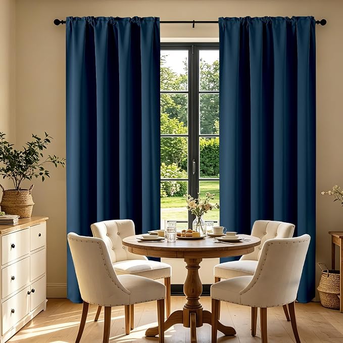 CUCRAF Navy Blue Blackout Curtains 84 inch Length 2 Panels Set, Rod Pocket Room - Image 7