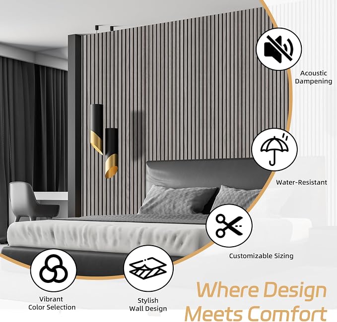 2 Pack Wood Panels for Wall, 106.3" × 11" Wood Slat Acoustic Panels for Wall - Image 9
