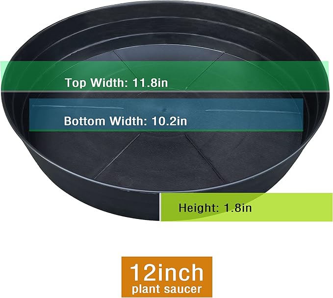Plant Saucer 12 Inch 2 Pack 10 12 14 16 18 20 25, Plastic Plant Trays for Pots，Extra-Deep Plant Water Dray Tray, Bird Bath Bowl, Heavy Flower Plant Saucers Indoors and Outdoor No Holes