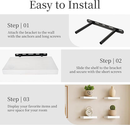 BGMG Wood Floating Shelves 12 inch Set of 2, Solid Wood Wall Shelves - Image 5