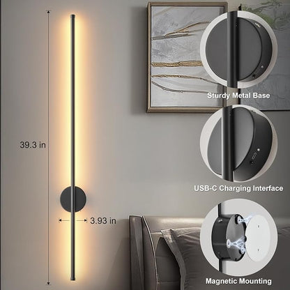 Battery Operated Modern Wall Sconces Set of Two, Rechargeable Wireless Wall - Image 6