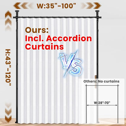 100% Blackout Room Divider Curtains Sets White W100 x L84 in 1 Panel No Drill - Image 2