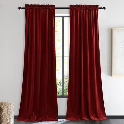 NICETOWN Christmas Red Velvet Curtains and Drapes, Extra Long Elegant Wall by NICETOWN