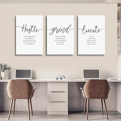 Canvas Grind Quote, Hustle Grind Execute, Inspirational Print, Office Wall Art - Image 4
