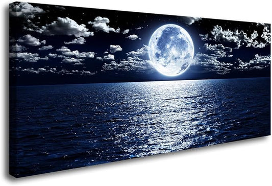 Cao Gen Decor Art S06962 Wall Art Canvas Prints Moon Sea Ocean Landscape 1 by Cao+Gen+Decor+Art