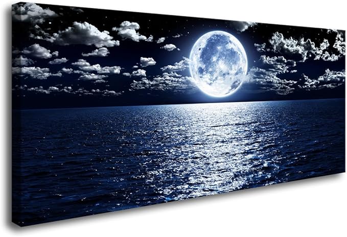 Cao Gen Decor Art S06950 Wall Art Canvas Prints Moon Sea Ocean Landscape 1 by Cao+Gen+Decor+Art