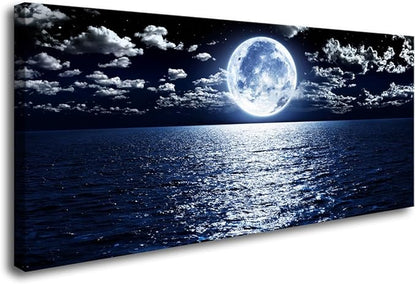 Cao Gen Decor Art S06950 Wall Art Canvas Prints Moon Sea Ocean Landscape 1 by Cao+Gen+Decor+Art