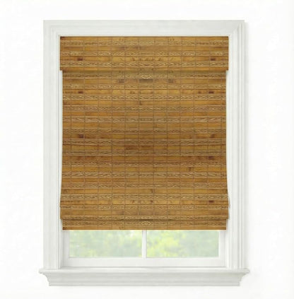 Cordless Woven Wood Roman Shades, 30W x 60H, Sarasota Camel, Sizes 20-72 Wide by FirstRateBlinds