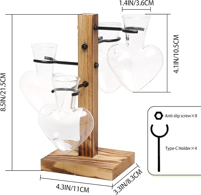 Plants Propagation Stations Plant Terrarium Kit Glass Planters for Indoor Plants House Plant Accessories Gift for Women - 4 Love Bulb Vase
