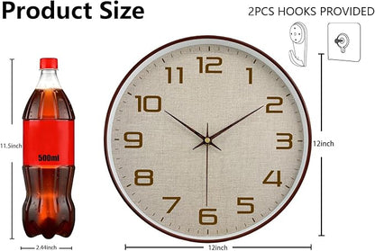 Woodgrain Wall Clocks Battery Operated 12 Inch - Image 3
