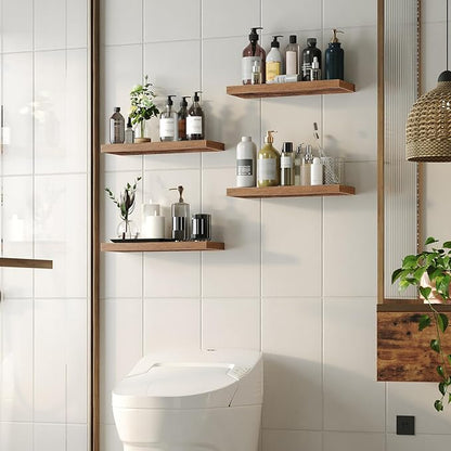HOOBRO Floating Shelves for Wall, Wall Mounted Shelf Set of 2, 23.6" Hanging - Image 5
