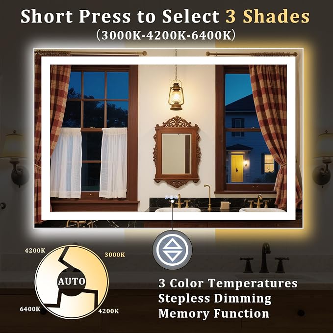 60"x40" Large Smart LED Bathroom Mirror - Image 3