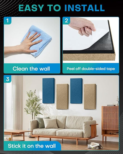4Pack Fiberglass Acoustic Panels, Self Adhesive Sound Proof Foam Panels - Image 6