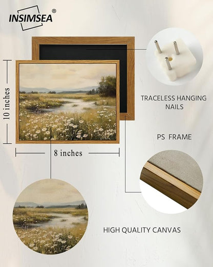 InSimSea Framed Canvas Wall Art, Vintage Floral Wildflower Field Prints Wall - Image 4
