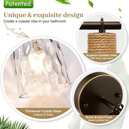 MOKATNG Set of 2 Wall Sconces for Bathroom, Coastal Modern Vanity Lights - Image 3