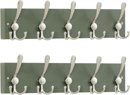 SKOLOO Creations Forest Green Solid Wood Wall Mounted Coat Rack, 5 Hooks by SKOLOO