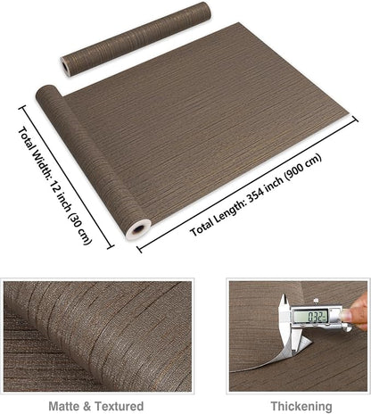 CRE8TIVE Dark Brown Grasscloth Wallpaper Textured Wallpaper Stick and Peel - Image 8