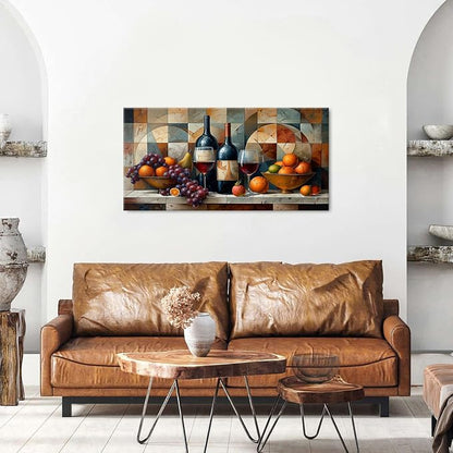 Abstract Kitchen Wall Art Geometric Dining Room Wall Decor Red Wine Glass - Image 6