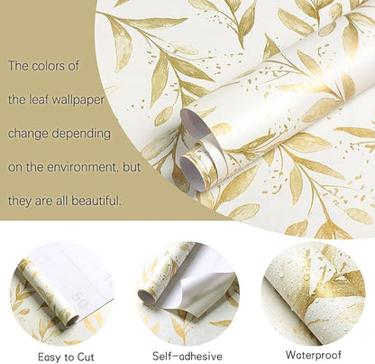 Livebor Leaf Peel and Stick Wallpaper Olive Leaf Contact Paper17.7in x 196.8in - Image 5
