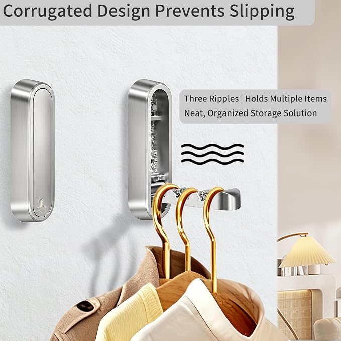6PCS Foldable Wall Hooks, Zinc Alloy Flip Down Hooks, Retractable Wall Hooks - Image 3