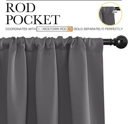 NICETOWN Short Curtains, Home Decoration Thermal Insulated Rod Pocket Blackout - Image 3