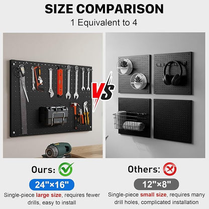 Peg Board, 4 Pack Metal Pegboard Panels Black Pegboards Wall Organizer - Image 5
