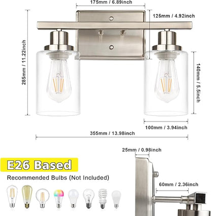 Ascher 2-Light Wall Sconces, Modern Vanity Light Fixture - Image 6