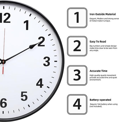 LEIKE Metal Large Wall Clock 24IN Black, Retro Silent Quartz Battery Operated - Image 2