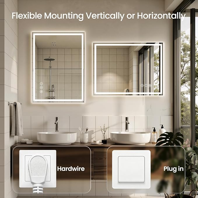 24X30 LED Bathroom Mirror with Lights, Backlit + Front Lit, Lighted Bathroom - Image 6