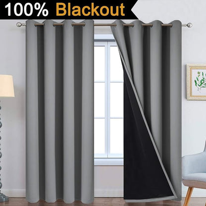 Yakamok 100% Blackout Curtains 96 Inches Long, Total Blackout Lined Curtain - Image 2