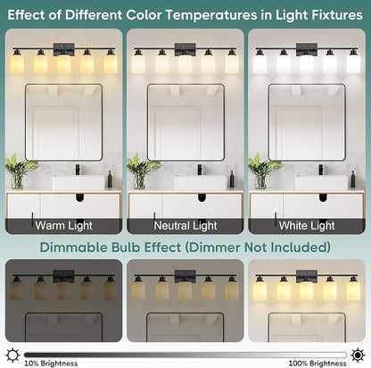 Ascher Bathroom Light Fixtures, 5-Light Vanity Light Over Mirror, Matte Black - Image 7