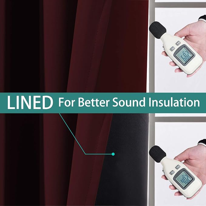 Yakamok 100% Blackout Curtains for Living Room, Noise Reducing Drapes, Thermal - Image 4
