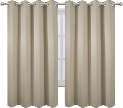 LEMOMO Beige Blackout Curtains 66 x 63 Inch Length/Set of 2 Curtain - Image 2