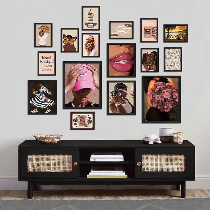 ANERZA 16 PCS Framed Black Girl Wall Art Decor, African American Wall Prints - Image 6