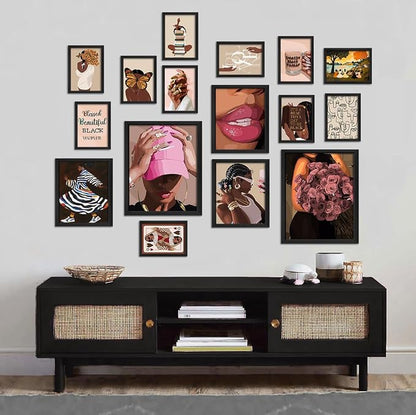 ANERZA 16 PCS Black Girl Wall Art Decor, African American Gallery Wall Prints - Image 5