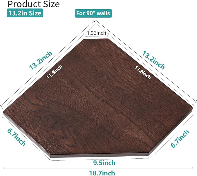 Corner Wall Shelf, Solid Oak Wood White Floating Corner Shelf Organizer - Image 3