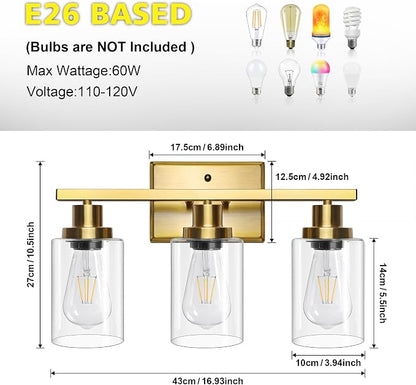 Ascher Bathroom Vanity Light Fixtures, 3 Light Wall Sconces Lighting - Image 6