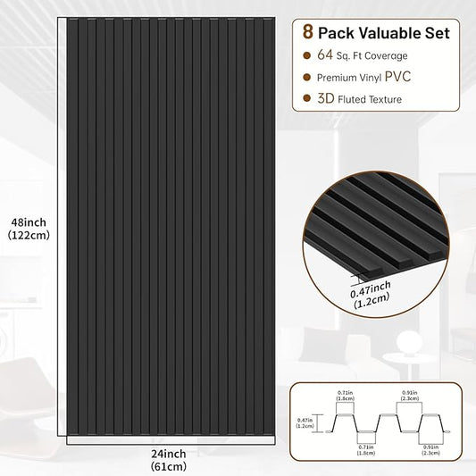 RITOLLO 8-Pack PVC Slat Wall Panels - Image 2