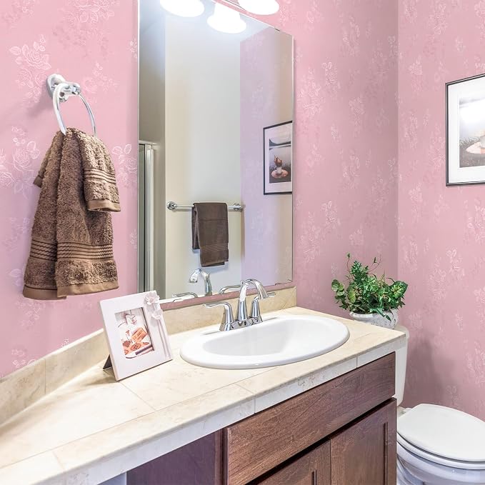 Pink Wallpaper Silk Embossed Floral Pink Contact Paper Peel and Stick Self - Image 7