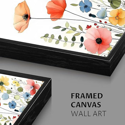 KISSFOX Framed Colorful Wildflower Canvas Wall Art Set Of 3 Flowers Pictures - Image 5
