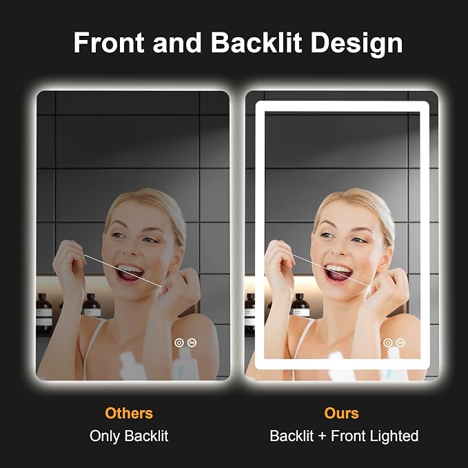 Led Mirror for Bathroom, 30x20 Bathroom Vanity Mirror for Wall - Image 4