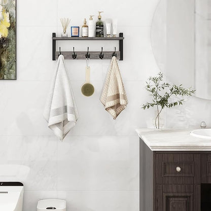 Homode Wall Hooks with Shelf, Coat Rack Wall Mount, Entryway Shelf with Hooks - Image 5