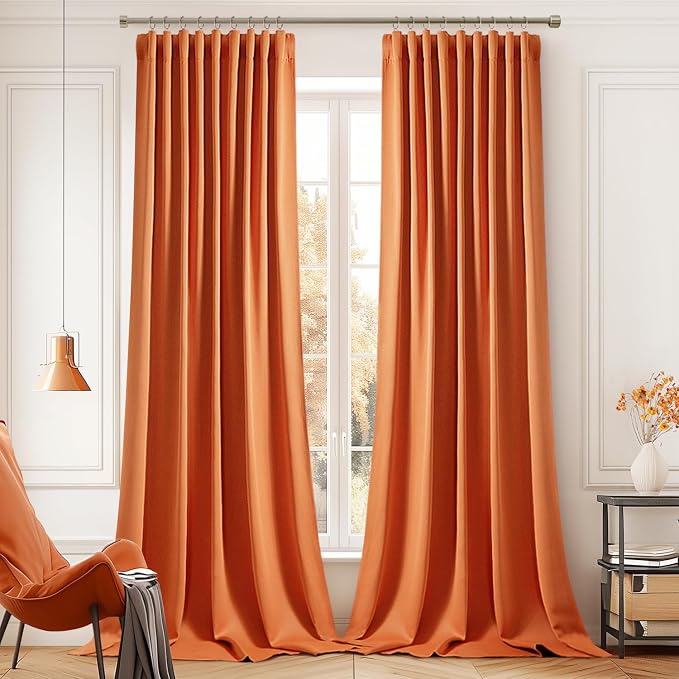MIULEE Orange Back Tab Blackout Curtains 102 Inch Long 2 Panels Set - Image 9
