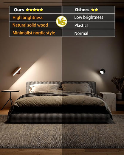 DetarZinLED Wall Lights Battery Operated Wooden, Magnetic Wall Sconces - Image 6