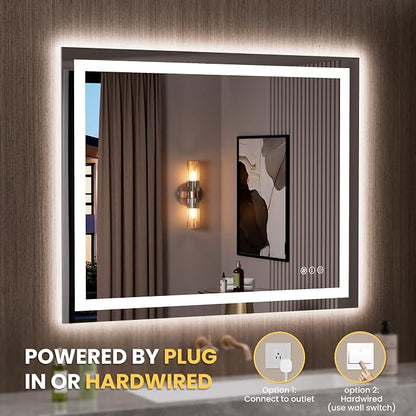 LOAAO 39.4"x31.5" LED Mirror for Bathroom, Lighted Bathroom Mirror - Image 7