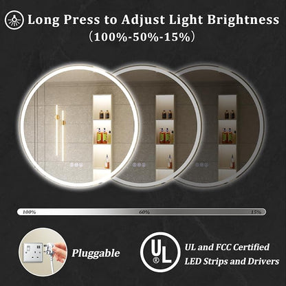BEAUTYPEAK 30x30 LED Round Bathroom Mirror - Image 4